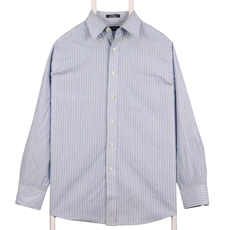 Chaps 90's Button Up Striped Shirt Large Blue