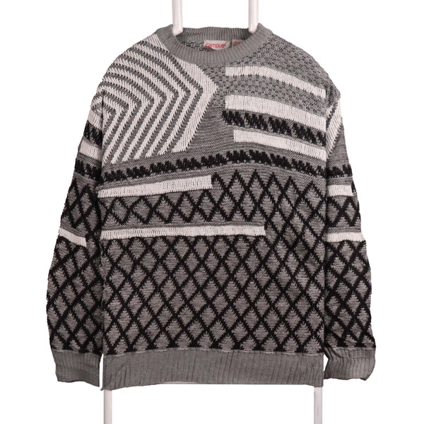 Campus 90's Knitted Heavyweight Crewneck Jumper / Sweater XLarge Grey