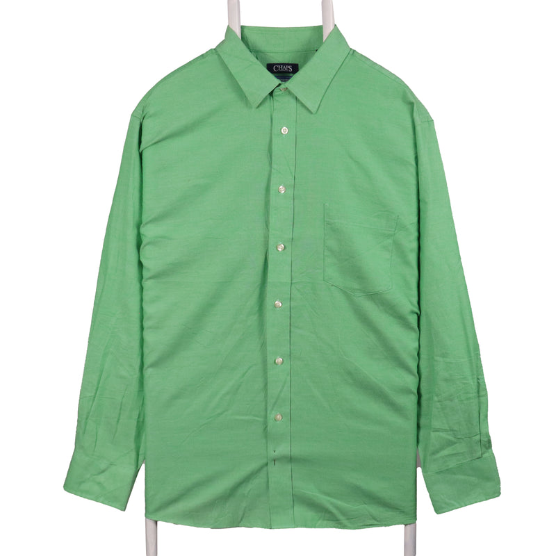 Chaps 90's Plain Long Sleeve Button Up Shirt Large Green