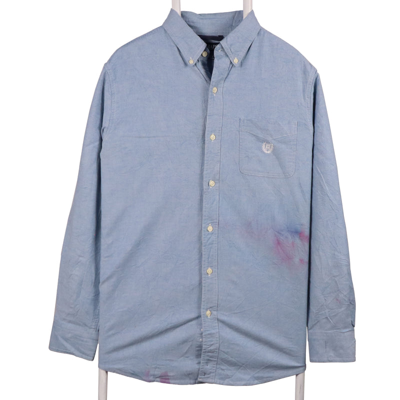 Chaps 90's Plain Long Sleeve Button Up Shirt Medium Blue