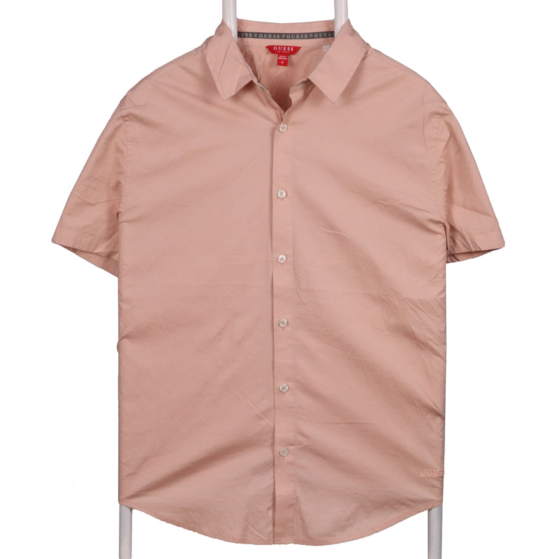 Guess 90's Short Sleeve Button Up Shirt Medium Pink