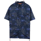 Chaps 90's Boat Short Sleeve Button Up Shirt XLarge Navy Blue