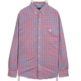 Chaps 90's Long Sleeve Button Up Check Shirt XLarge Blue