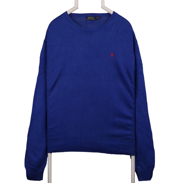 Polo Ralph Lauren 90's Crewneck Knitted Single Stitch Jumper XXLarge (2XL) Blue