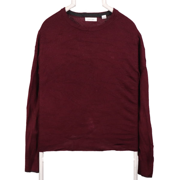 Calvin Klein jeans 90's Crewneck V Neck Jumper Medium Burgundy Red