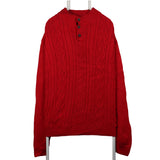 Chaps 90's Knitted Cable Quarter Button Jumper XXLarge (2XL) Red