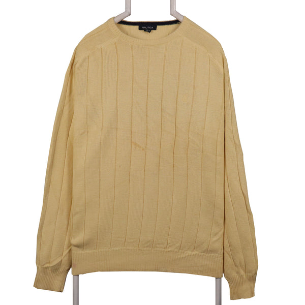 Nautica 90's Knitted Crewneck Jumper XLarge Yellow