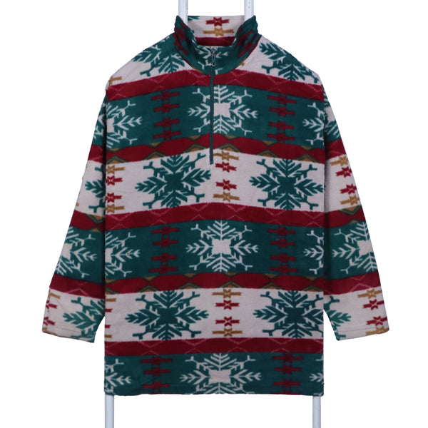 Lavon 90's Aztec Quarter Zip Fleece Jumper Medium Green