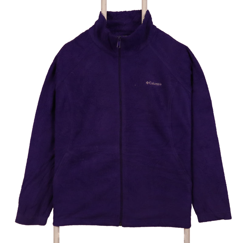 Columbia 90's Spellout Logo Zip Up Fleece Jumper Large Purple