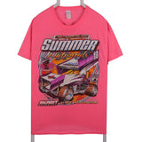 Gildan 90's Nascar Racing Back Print Short Sleeve Crewneck T Shirt Large Pink