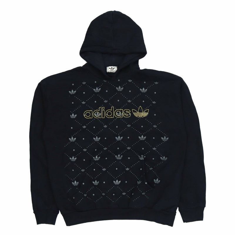Adidas 90's Spellout Pullover Hoodie Large Black