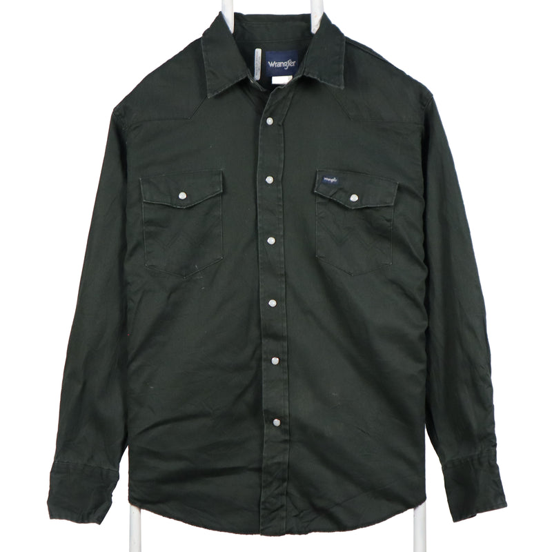 Wrangler 90's Button Up Long Sleeve Shirt XLarge Green
