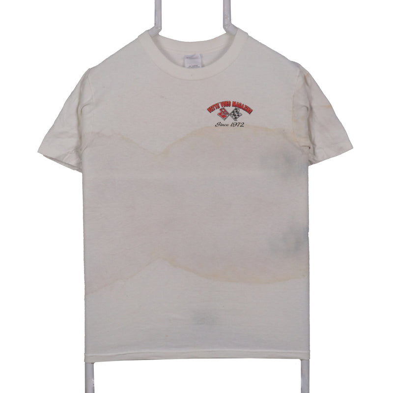 Anvil 90's Back Print Short Sleeve Crewneck T Shirt Small White