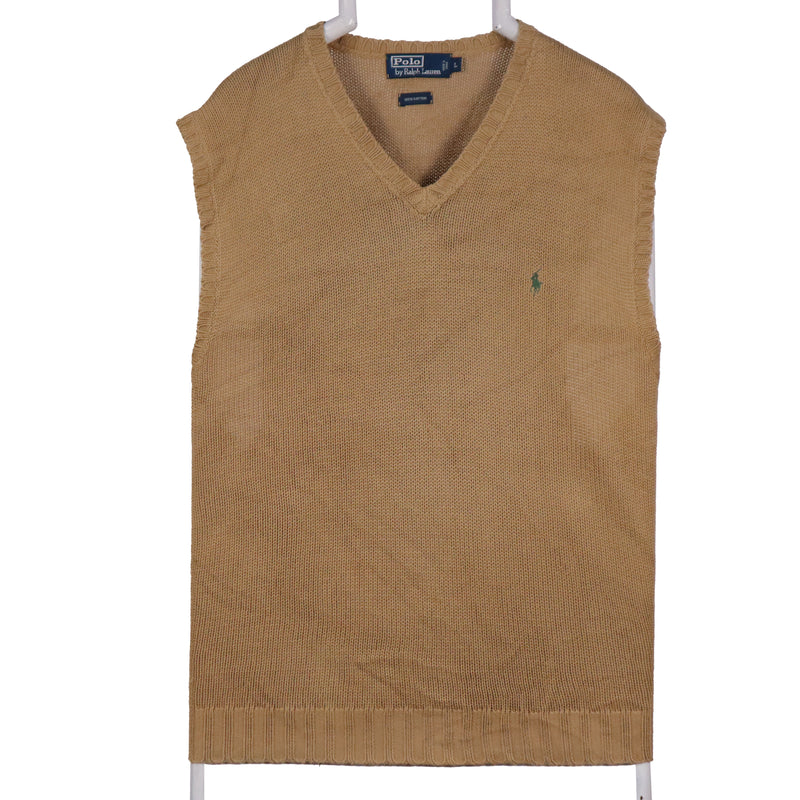 Polo Ralph Lauren 90's Vest Sleeveless Knitted Pullover Vests Large Brown