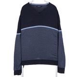 Nautica 90's Knitted V Neck Jumper / Sweater XLarge Navy Blue