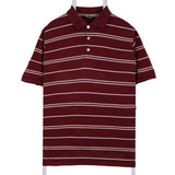 Nautica 90's Striped Short Sleeve Button Up Polo Shirt Large Burgundy Red