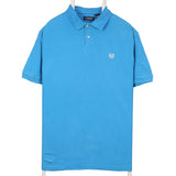 Chaps 90's Short Sleeve Button Up Polo Shirt Medium Blue