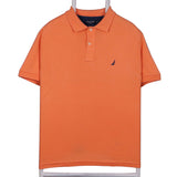Nautica 90's Quarter Button Short Sleeve Polo Shirt Medium Orange