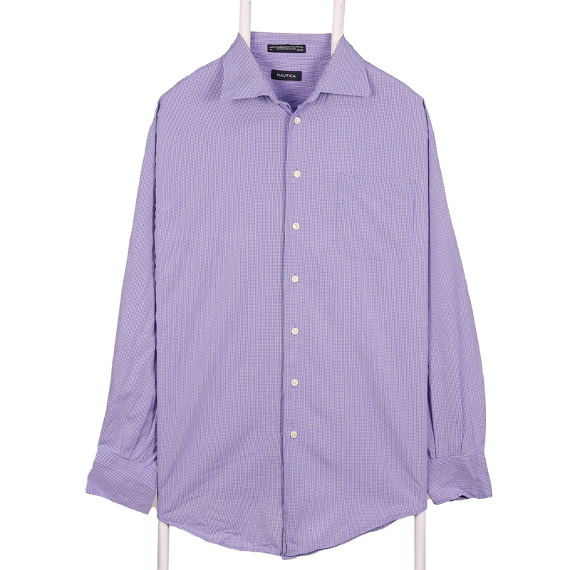 Nautica 90's Long Sleeve Button Up Check Shirt Medium Purple