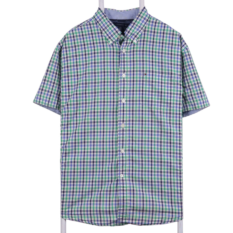 Tommy Hilfiger 90's Short Sleeve Button Up Check Shirt XLarge Green