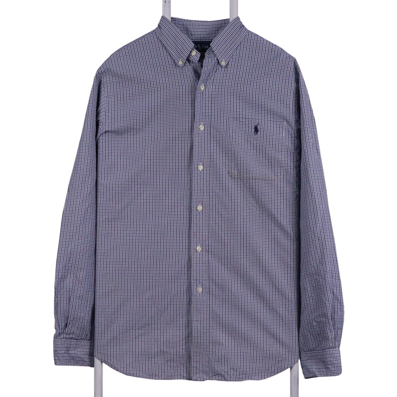 Polo Ralph Lauren 90's Long Sleeve Button Up Check Shirt Large Blue