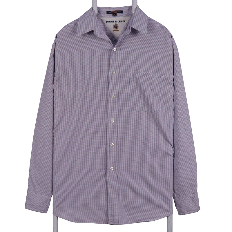 Tommy Hilfiger 90's Plain Long Sleeve Button Up Shirt Medium Purple