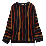 Bachrach 90's Coogi Style Heavyweight Knitted Crewneck Jumper / Sweater XLarge Black
