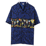 Solutions 90's Hawaiian Pattern Short Sleeve Button Up Shirt XXLarge (2XL) Black