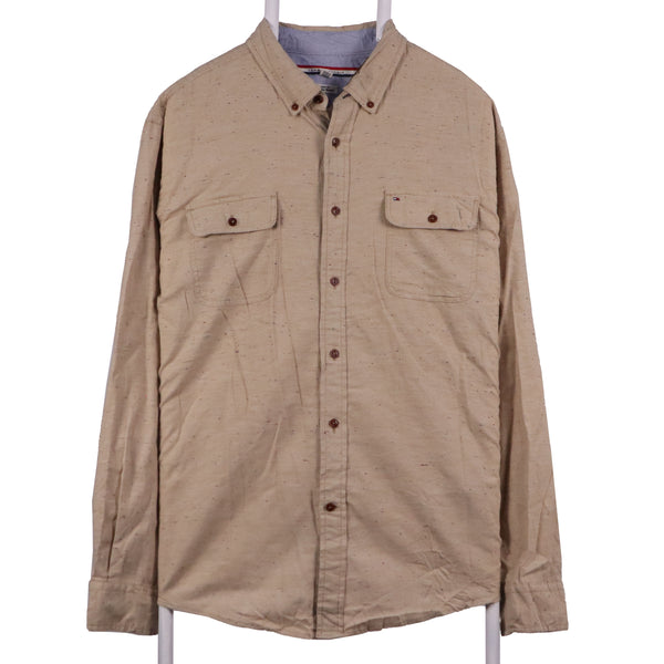 Tommy Hilfiger 90's Button Up Long Sleeve Shirt XLarge Brown