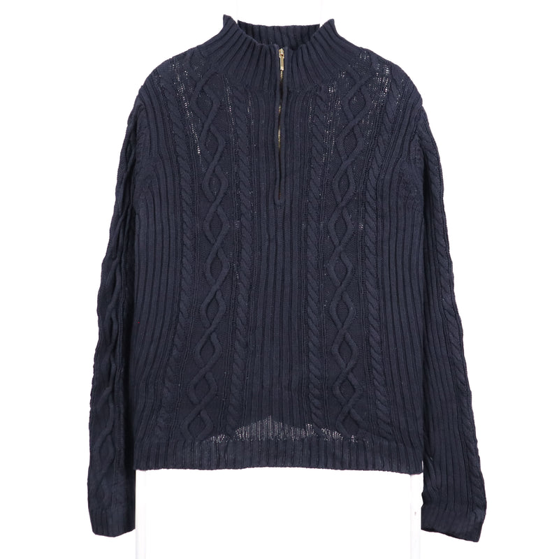 Chaps 90's Quarter Zip Knitted Jumper / Sweater XLarge Navy Blue