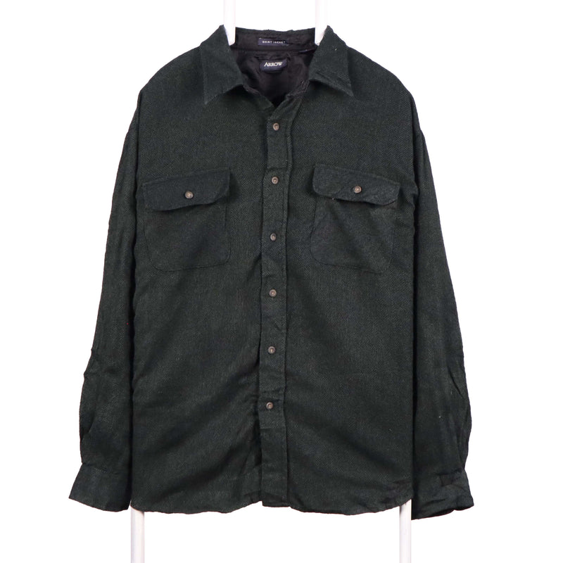 Arrow 90's Flannel Button Up Long Sleeve Shirt Large Green
