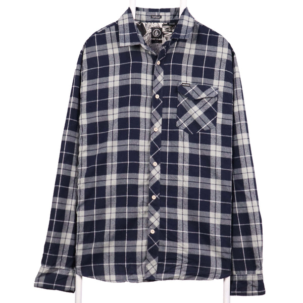 Volcom 90's Check Long Sleeve Button Up Shirt XLarge Grey