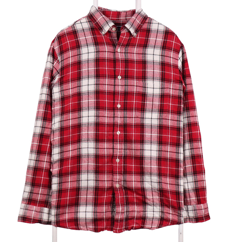 Club Room 90's Check Button Up Long Sleeve Shirt Large Red