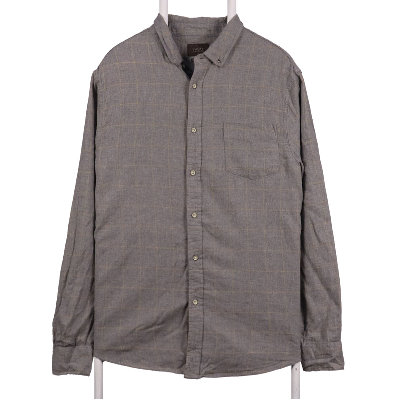 Jaches NewYork 90's Tartened lined Button Up Long Sleeve Shirt Large Grey