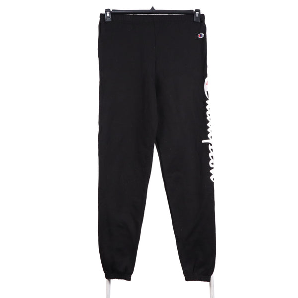 Champion 90's Drawstring Elasticated Waistband Spellout Logo Joggers / Sweatpants Small Black