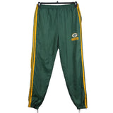NFL 90's Nylon Sportswear Elasticated Waistband Drawstrings cuffed Trousers / Pants Medium Green