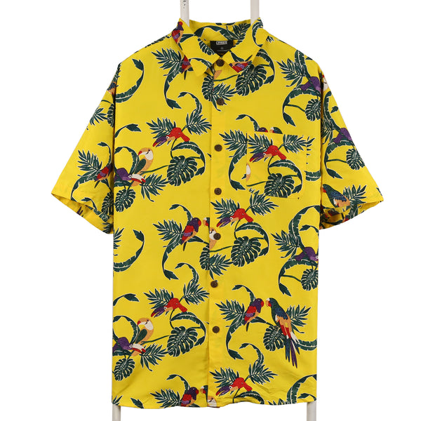 Lowes 90's patterned Button Up Back Print Shirt XLarge Yellow