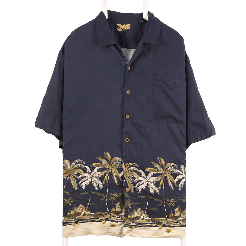 Eagle Dry Goods 90's Palm Trees Short Sleeve Button Up Shirt Large Navy Blue