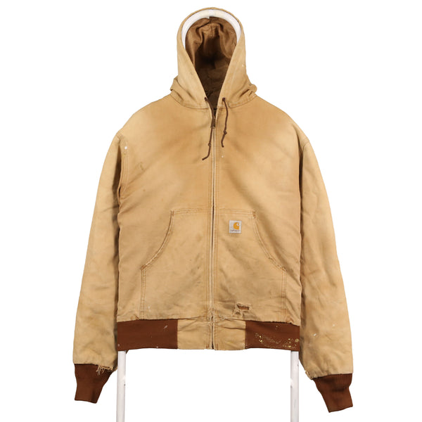 Carhartt 90's Heavyweight Hooded Zip Up Workwear Jacket XLarge Beige Cream