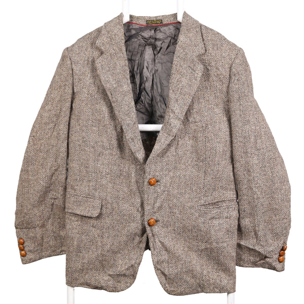 Harris Tweed 90's Tweed Wool Jacket Blazer Large Grey