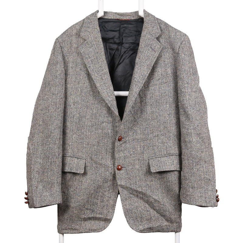 Harris Tweed 90's Tweed Wool Jacket Button Up Long Sleeve Blazer Large Grey