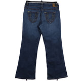 True Religion 00's Y2K contrast stitch stone wash Baggy Bootcut Jeans / Pants 34 x 30 Navy Blue