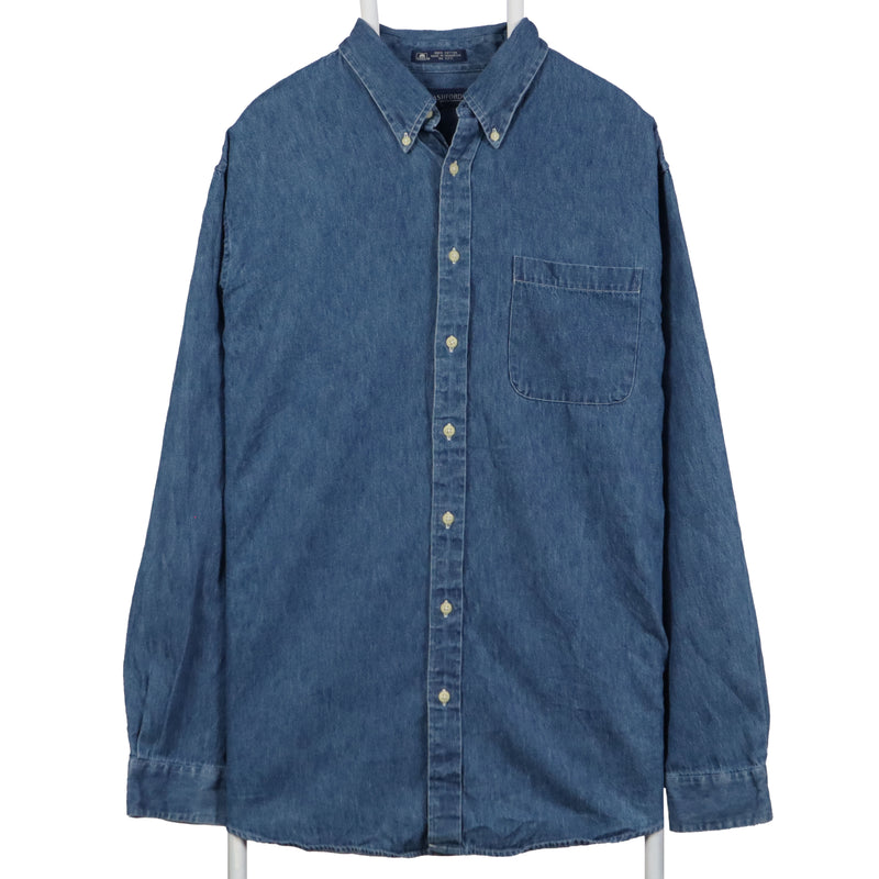 John Ashford 90's Denim Long Sleeve - Button Up Long Sleeve Button Up Shirt Large Blue