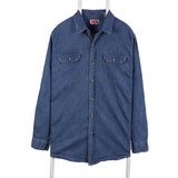 Wrangler 90's Denim Button Up Long Sleeve Shirt Large Blue