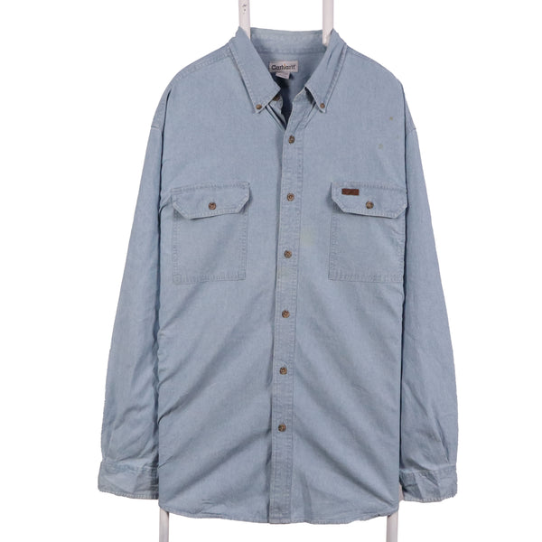 Carhartt 90's Button Up Long Sleeve Denim Shirt XLarge Blue