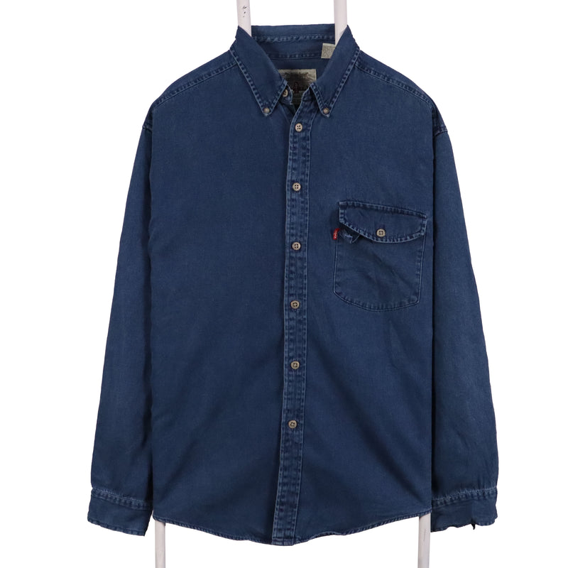Levi's 90's Denim Long Sleeve Button Up Shirt Large Navy Blue