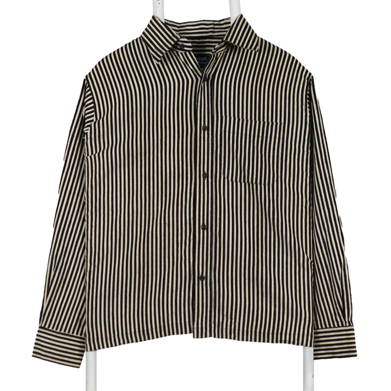 Puritan 90's Striped Long Sleeve Button Up Shirt XLarge Black