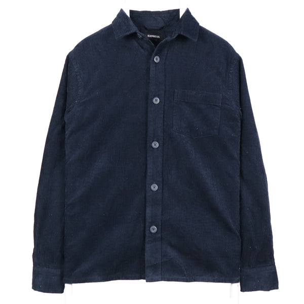 Express 90's Corduroy Long Sleeve Button Up Shirt XSmall Navy Blue