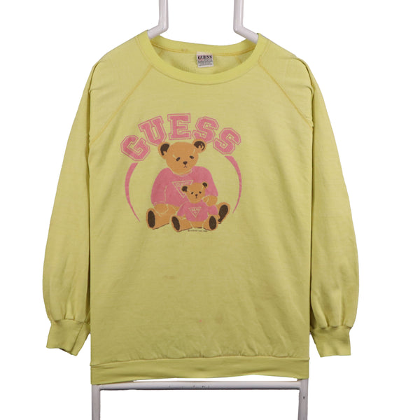 Guess 90's Bear Crewneck Sweatshirt Large Yellow