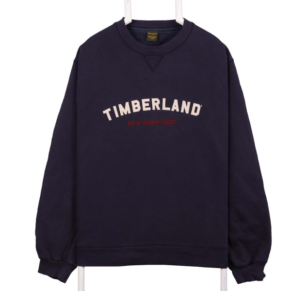 Timberland 90's Spellout Logo Heavyweight Crewneck Sweatshirt Large Navy Blue